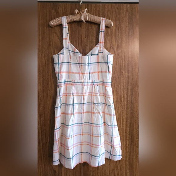 WAYF Summer Plaid Linen-Blend Checkered Button-Down Dress  S - Picture 10 of 10